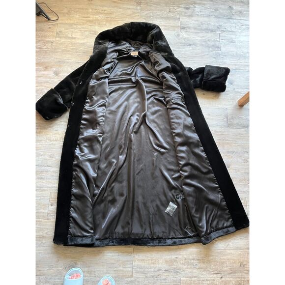 Midnight Velvet Long Coat Women Large Black Gothic Victorian Vintage Opera Hood - Picture 3 of 13